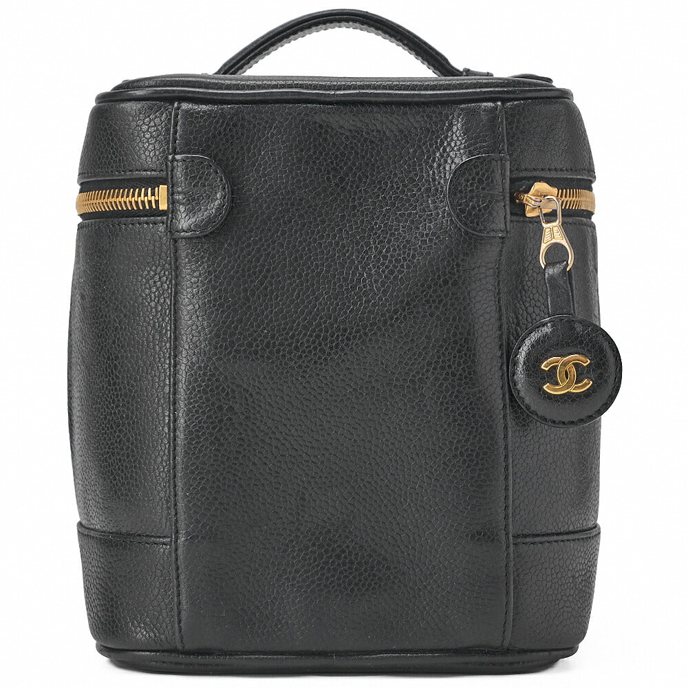 CHANEL Cocomark Vanity Handbag Caviar Skin Black Gold-Tone Hardware, Pre-Owned