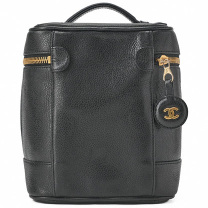 CHANEL Cocomark Vanity Handbag Caviar Skin Black Gold-Tone Hardware, Pre-Owned
