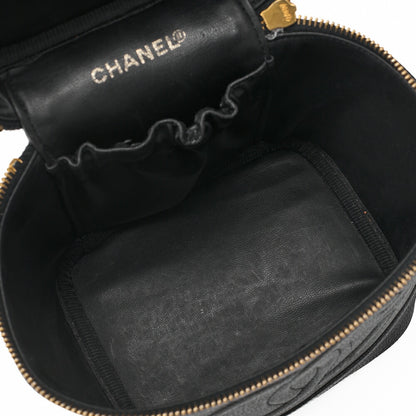 CHANEL Cocomark Vanity Handbag Caviar Skin Black Gold-Tone Hardware, Pre-Owned