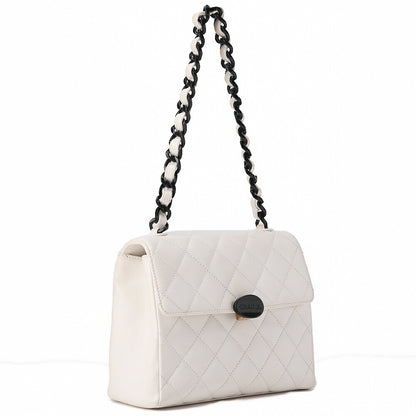 CHANEL Logo Plastic Chain Shoulder Lambskin White Gold-Tone Hardware, Pre-Owned