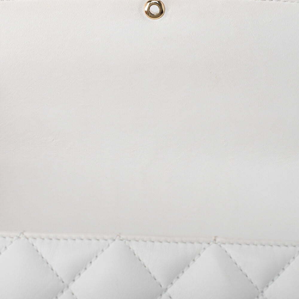 CHANEL Logo Plastic Chain Shoulder Lambskin White Gold-Tone Hardware, Pre-Owned