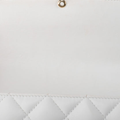 CHANEL Logo Plastic Chain Shoulder Lambskin White Gold-Tone Hardware, Pre-Owned