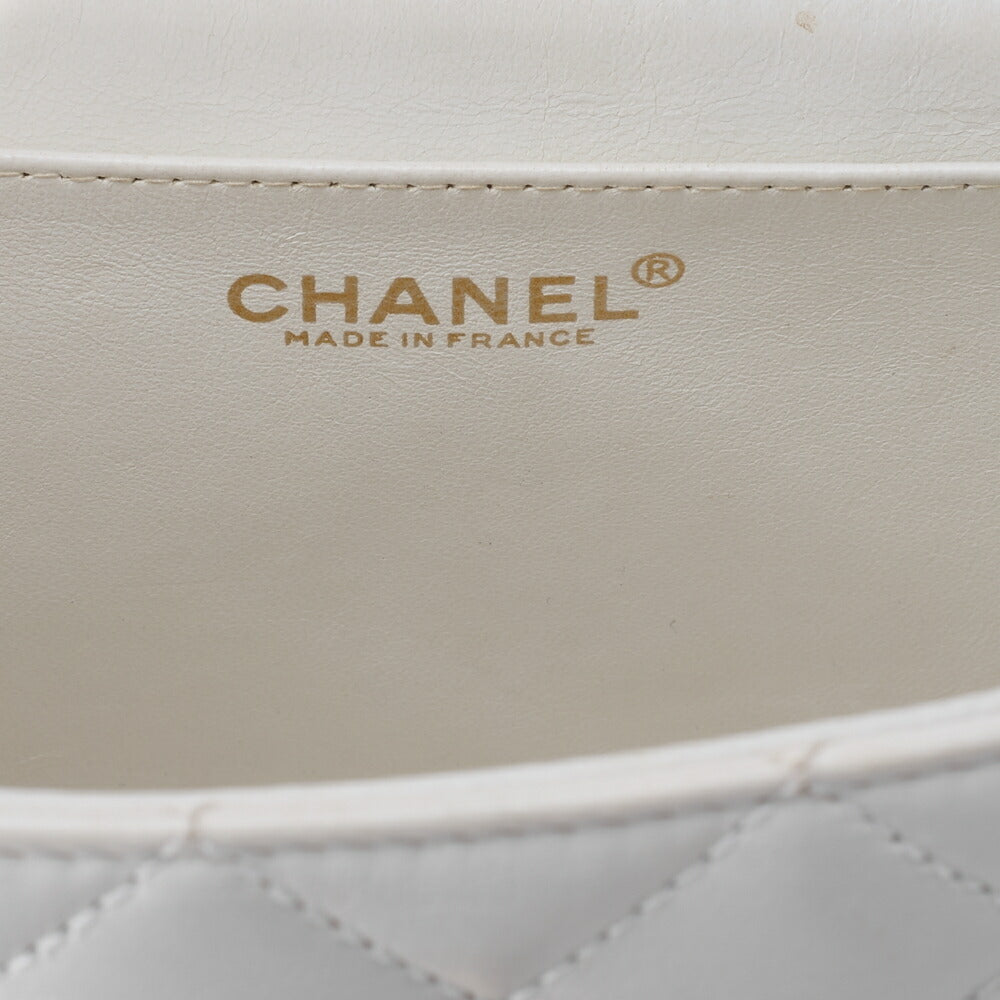 CHANEL Logo Plastic Chain Shoulder Lambskin White Gold-Tone Hardware, Pre-Owned