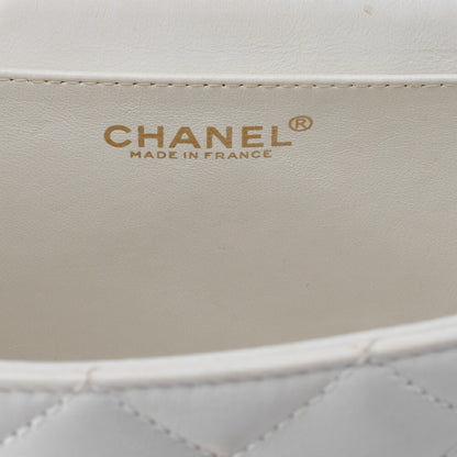 CHANEL Logo Plastic Chain Shoulder Lambskin White Gold-Tone Hardware, Pre-Owned
