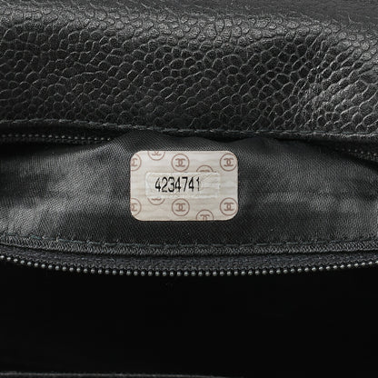 シャネル マトラッセ ストレートフラップ ターンロック ショルダーバッグ キャビアスキン 黒 ゴールド金具 中古