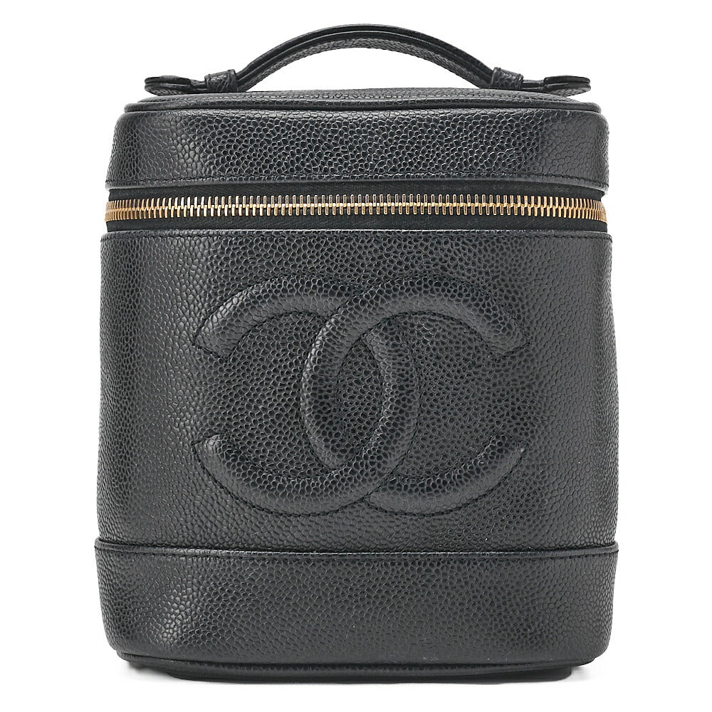 CHANEL Cocomark Vanity Handbag Caviar Skin Black Gold-Tone Hardware, Pre-Owned
