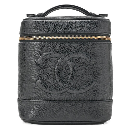 CHANEL Cocomark Vanity Handbag Caviar Skin Black Gold-Tone Hardware, Pre-Owned