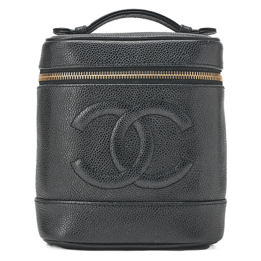 CHANEL Cocomark Vanity Handbag Caviar Skin Black Gold-Tone Hardware, Pre-Owned