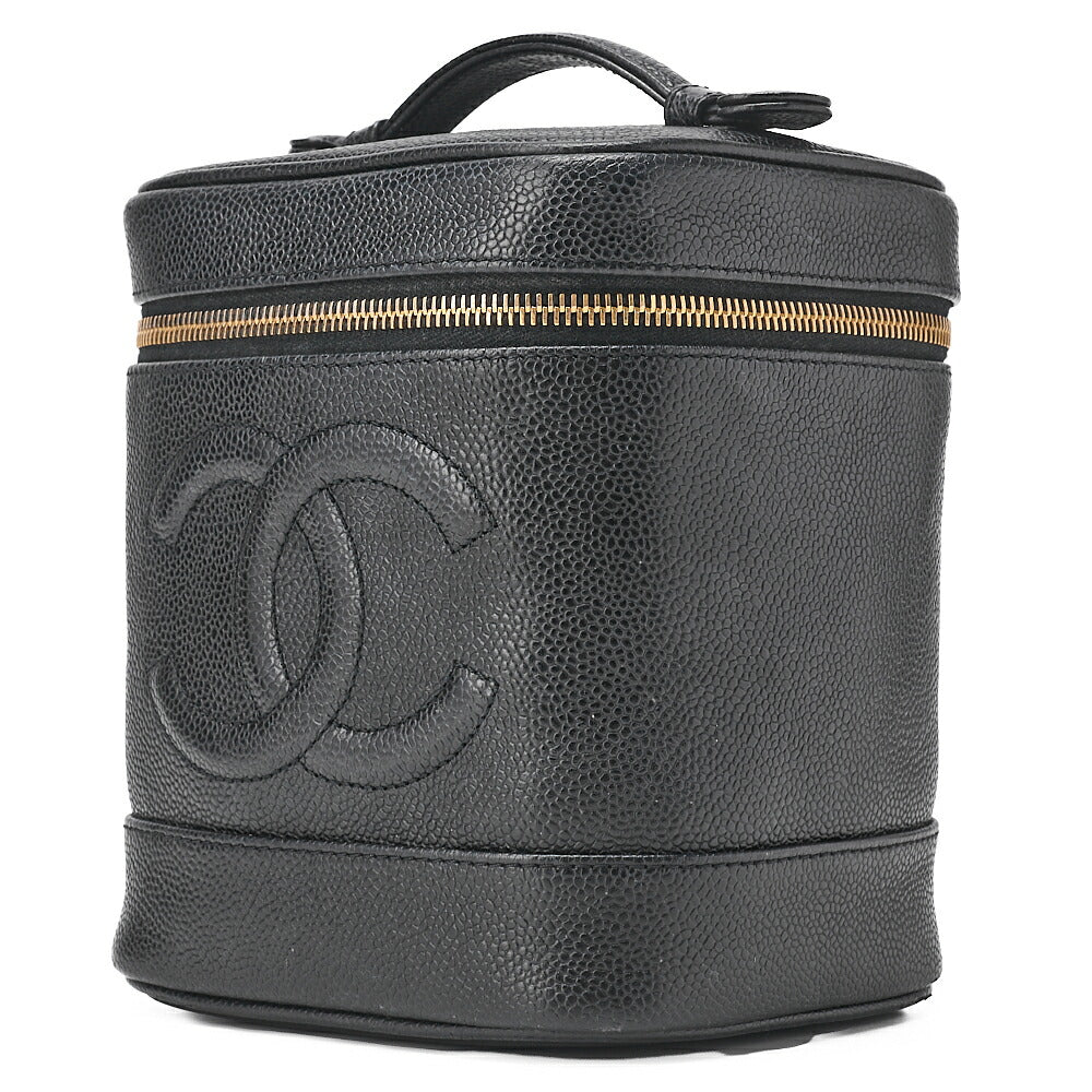CHANEL Cocomark Vanity Handbag Caviar Skin Black Gold-Tone Hardware, Pre-Owned