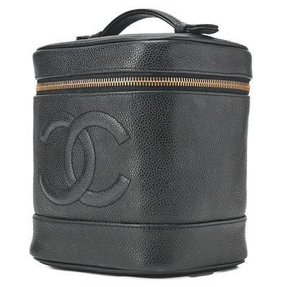CHANEL Cocomark Vanity Handbag Caviar Skin Black Gold-Tone Hardware, Pre-Owned
