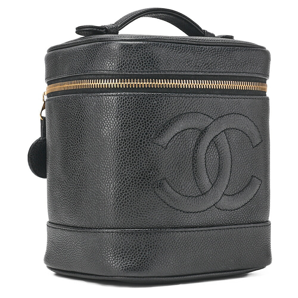 CHANEL Cocomark Vanity Handbag Caviar Skin Black Gold-Tone Hardware, Pre-Owned