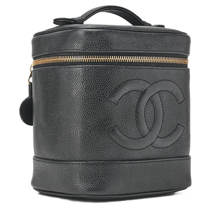 CHANEL Cocomark Vanity Handbag Caviar Skin Black Gold-Tone Hardware, Pre-Owned