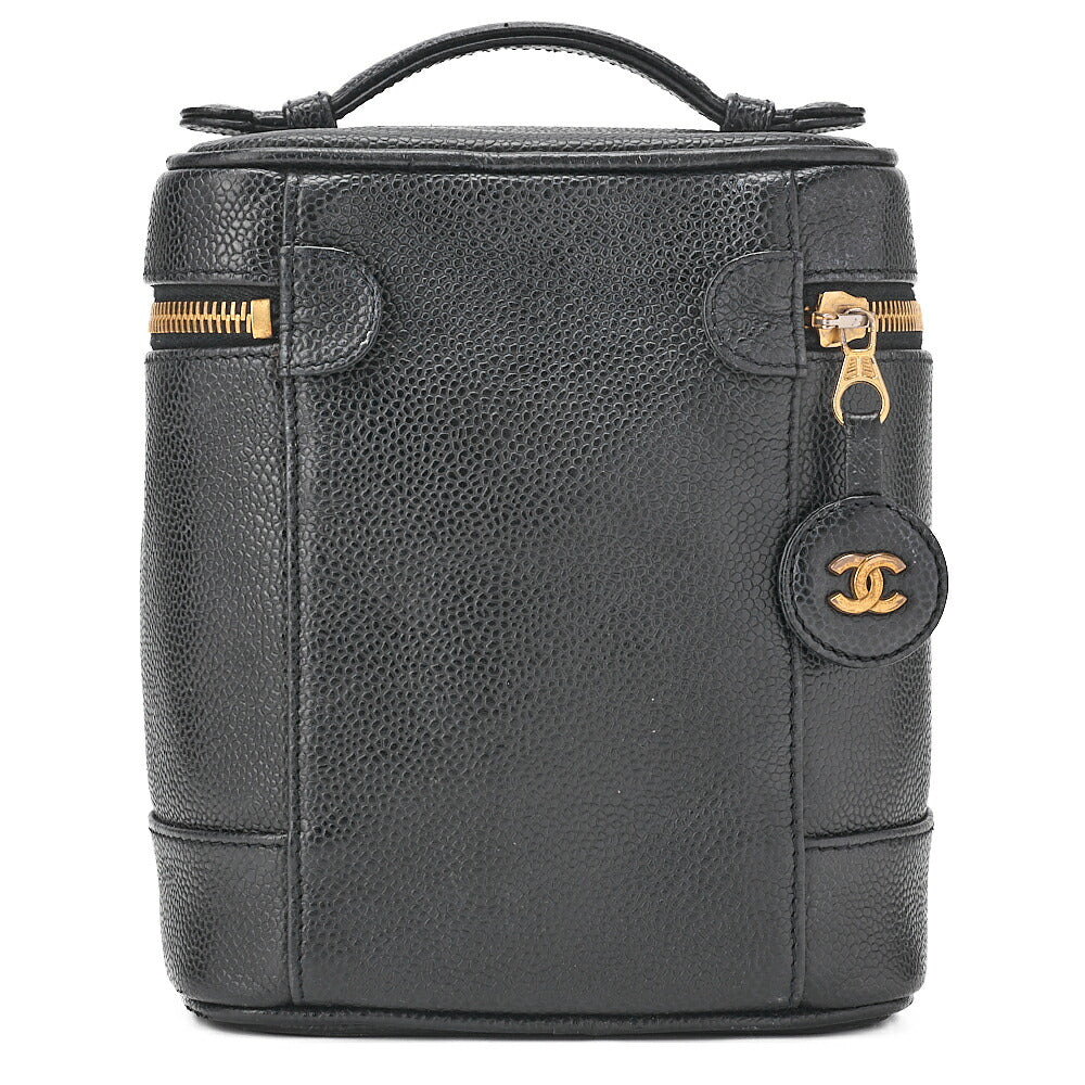 CHANEL Cocomark Vanity Handbag Caviar Skin Black Gold-Tone Hardware, Pre-Owned