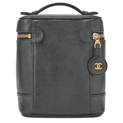 CHANEL Cocomark Vanity Handbag Caviar Skin Black Gold-Tone Hardware, Pre-Owned