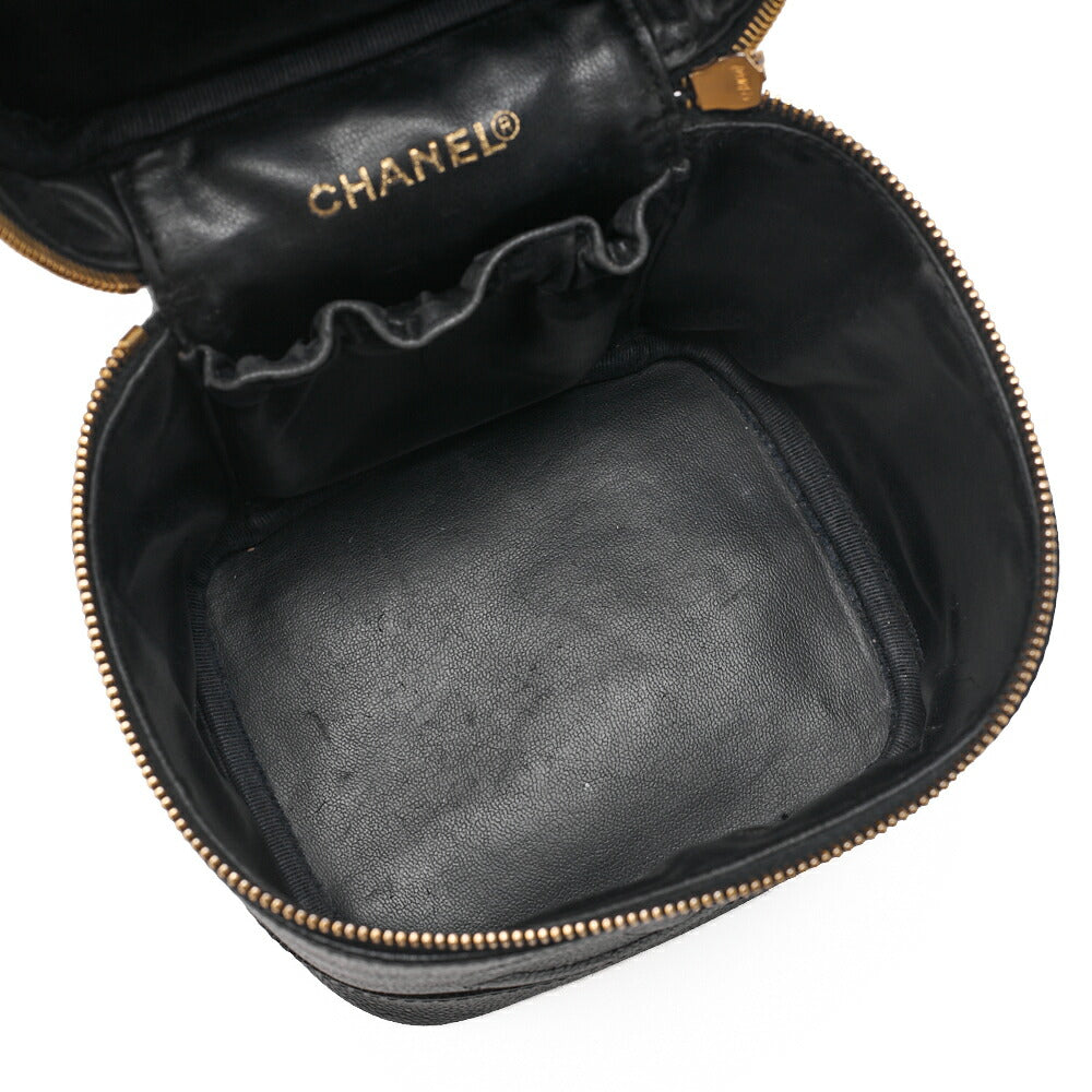 CHANEL Cocomark Vanity Handbag Caviar Skin Black Gold-Tone Hardware, Pre-Owned