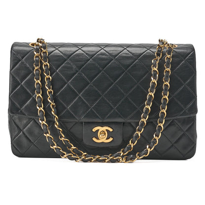 CHANEL Lambskin Matelasse Straight Design Flap with Pouch Chain Shoulder Black Gold-Tone Hardware, Pre-Owned