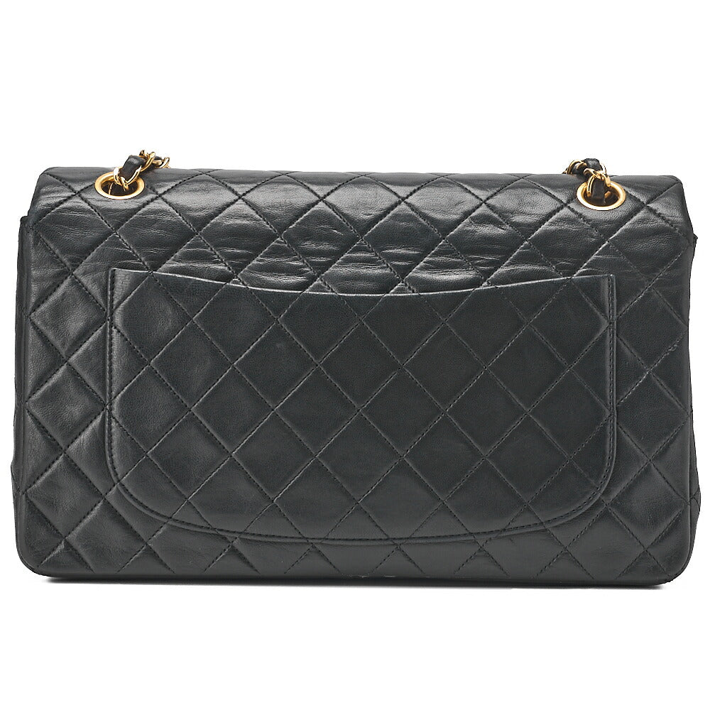 CHANEL Lambskin Matelasse Straight Design Flap with Pouch Chain Shoulder Black Gold-Tone Hardware, Pre-Owned