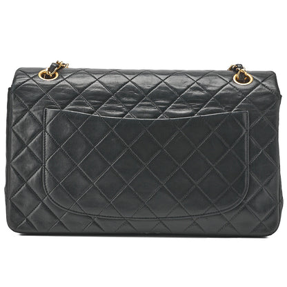 CHANEL Lambskin Matelasse Straight Design Flap with Pouch Chain Shoulder Black Gold-Tone Hardware, Pre-Owned