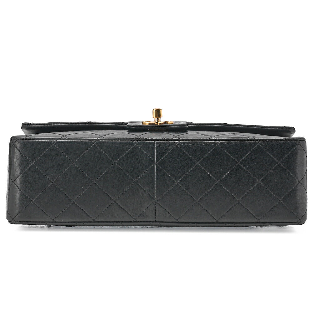 CHANEL Lambskin Matelasse Straight Design Flap with Pouch Chain Shoulder Black Gold-Tone Hardware, Pre-Owned