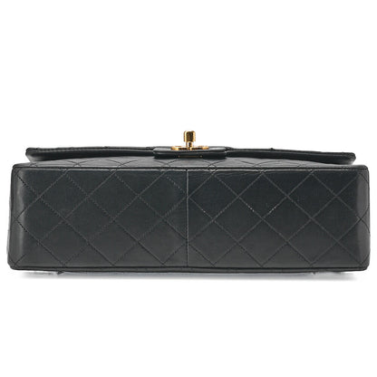 CHANEL Lambskin Matelasse Straight Design Flap with Pouch Chain Shoulder Black Gold-Tone Hardware, Pre-Owned