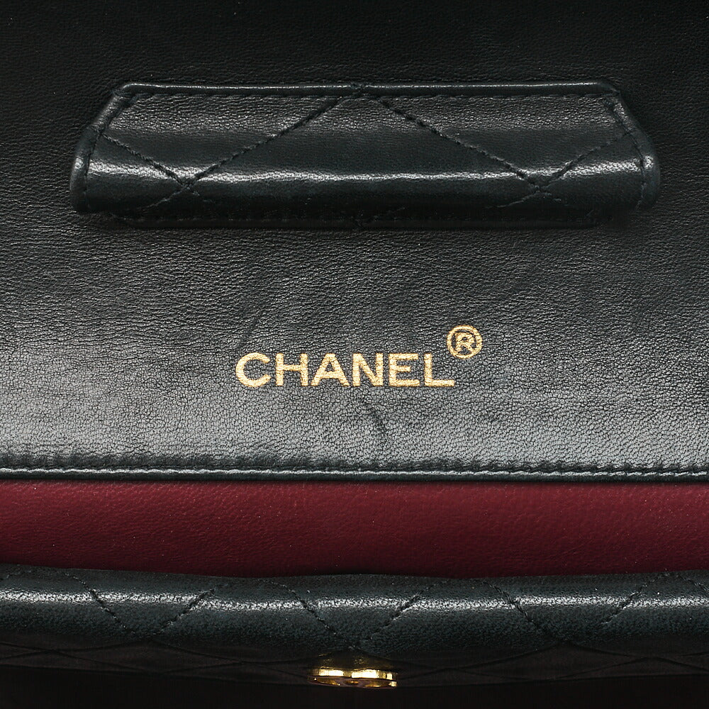 CHANEL Lambskin Matelasse Straight Design Flap with Pouch Chain Shoulder Black Gold-Tone Hardware, Pre-Owned