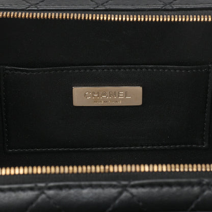 CHANEL Chain Shoulder Bag Matelasse Camera Bag Lambskin Black Gold-Tone Hardware, Pre-Owned