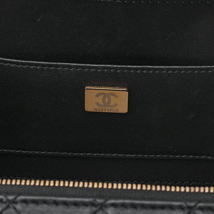 CHANEL Chain Shoulder Bag Matelasse Camera Bag Lambskin Black Gold-Tone Hardware, Pre-Owned