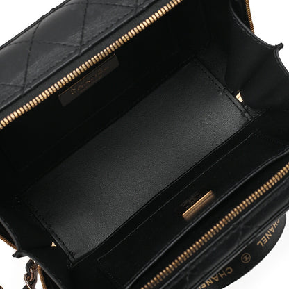 CHANEL Chain Shoulder Bag Matelasse Camera Bag Lambskin Black Gold-Tone Hardware, Pre-Owned