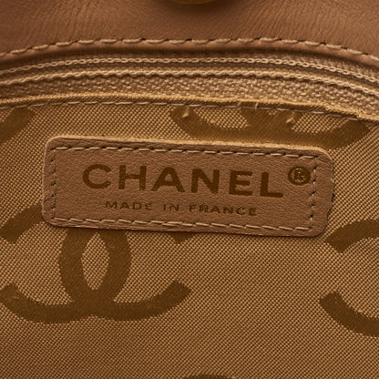 CHANEL Coco Mark Wild Stitch Tote Bag Calf Leather Beige (Gold-Tone Hardware, Pre-Owned