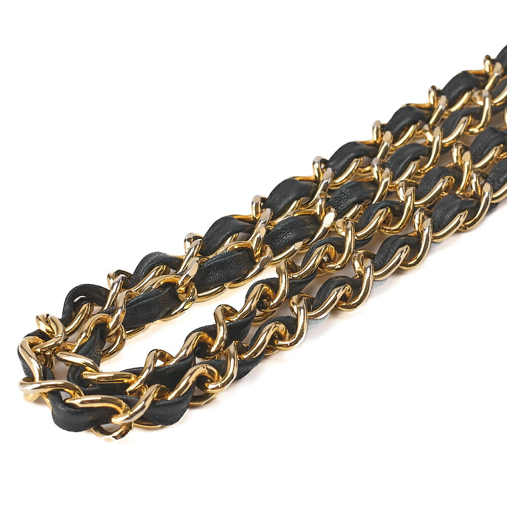 CHANEL チェーンショルダーバッグ マトラッセデザイン フラップ シングル ラムスキン ブラック ゴールド金具, 中古品