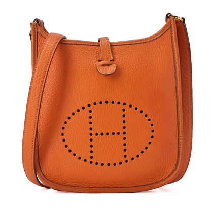 HERMES エヴリン TPM ショルダーバッグ トライオン オレンジ ゴールド金具 中古