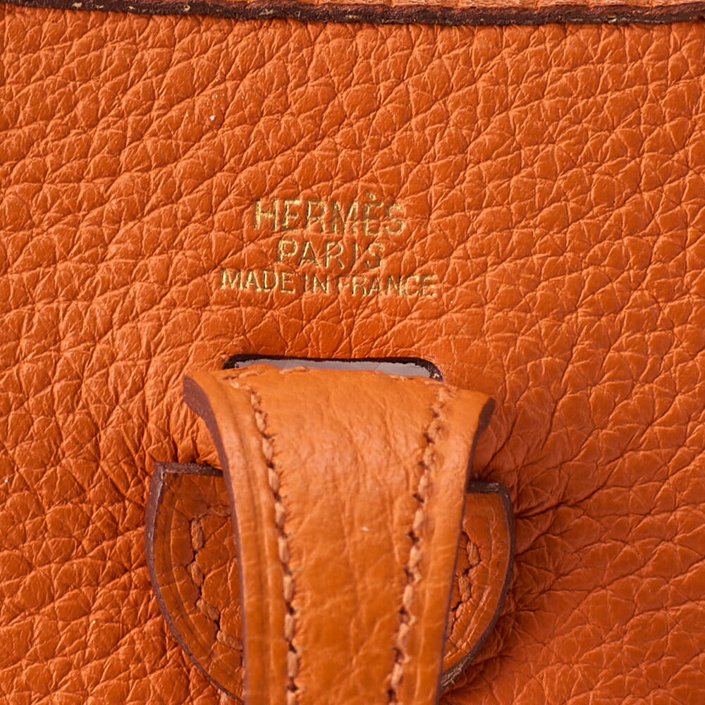 HERMES エヴリン TPM ショルダーバッグ トライオン オレンジ ゴールド金具 中古