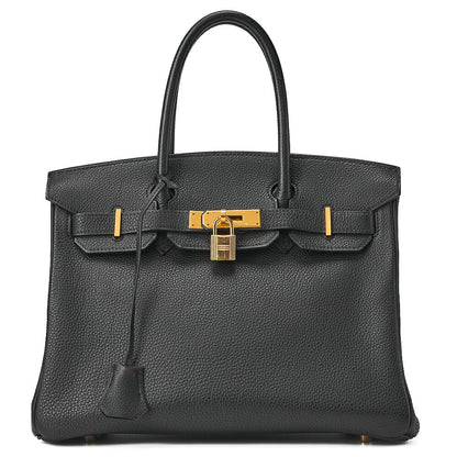 HERMES Birkin 30 Handbag Togo Black Gold-Tone Hardware, Pre-Owned