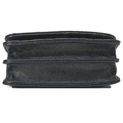 CHANEL Mini Matelasse Chain Wallet Magnetic Lock Caviar Skin Black Gold-Tone Hardware, Pre-Owned