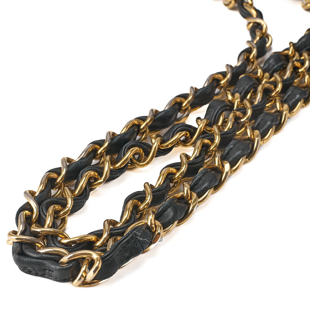 シャネル チェーンショルダーバッグ デカマトラッセ 34cm シングル フラップ ラムスキン ブラック ゴールド金具, 中古品