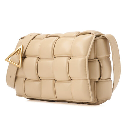 BOTTEGA VENETA Intrecciato Lambskin Padette Cassette Shoulder Back Beige Gold -Tone Hardware, Pre-Owned