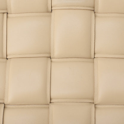 BOTTEGA VENETA Intrecciato Lambskin Padette Cassette Shoulder Back Beige Gold -Tone Hardware, Pre-Owned