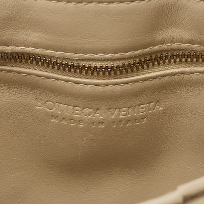 BOTTEGA VENETA Intrecciato Lambskin Padette Cassette Shoulder Back Beige Gold -Tone Hardware, Pre-Owned