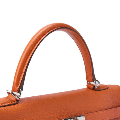 HERMES Kelly 35 Inseam Trialon 2way Handbag Orange (Silver-Tone Hardware, Pre-Owned