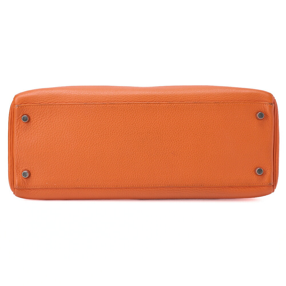 HERMES Kelly 35 Inseam Trialon 2way Handbag Orange (Silver-Tone Hardware, Pre-Owned