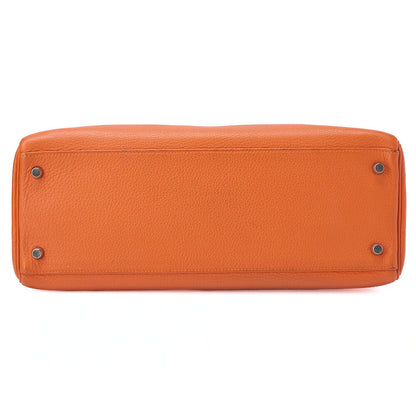 HERMES Kelly 35 Inseam Trialon 2way Handbag Orange (Silver-Tone Hardware, Pre-Owned