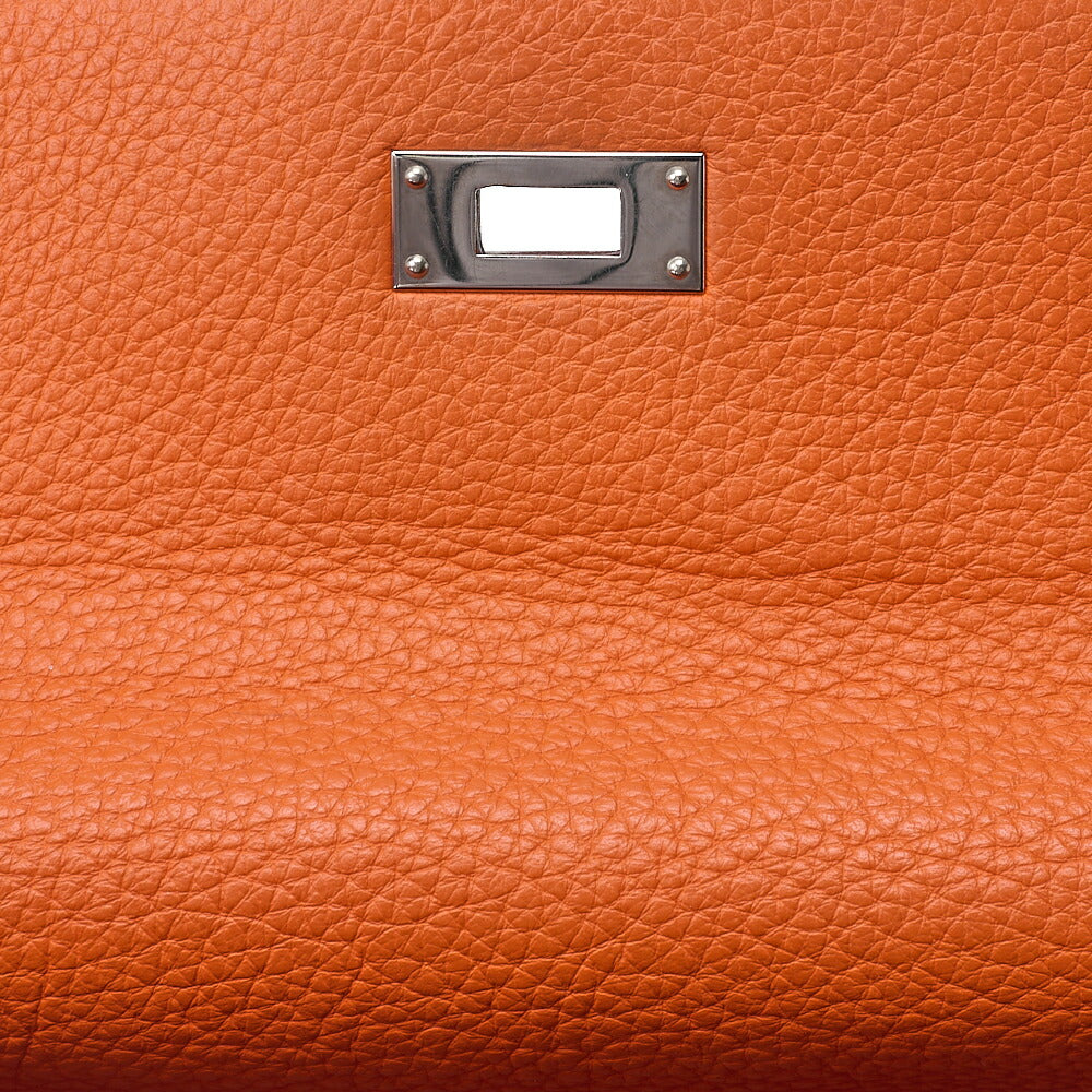 HERMES Kelly 35 Inseam Trialon 2way Handbag Orange (Silver-Tone Hardware, Pre-Owned