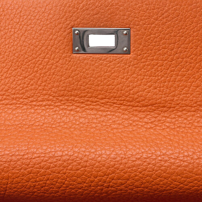 HERMES Kelly 35 Inseam Trialon 2way Handbag Orange (Silver-Tone Hardware, Pre-Owned