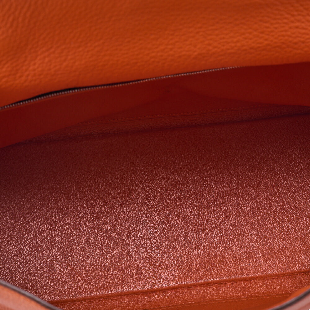 HERMES Kelly 35 Inseam Trialon 2way Handbag Orange (Silver-Tone Hardware, Pre-Owned