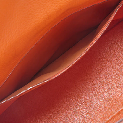 HERMES Kelly 35 Inseam Trialon 2way Handbag Orange (Silver-Tone Hardware, Pre-Owned