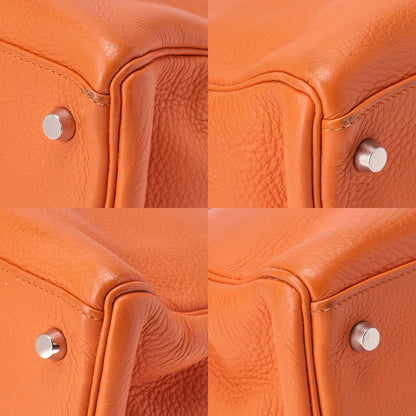 HERMES Kelly 35 Inseam Trialon 2way Handbag Orange (Silver-Tone Hardware, Pre-Owned