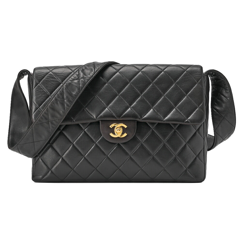 CHANEL Lambskin Matelasse Turnlock Single One Shoulder Black Gold-Tone Hardware, Pre-Owned