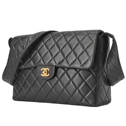 CHANEL Lambskin Matelasse Turnlock Single One Shoulder Black Gold-Tone Hardware, Pre-Owned