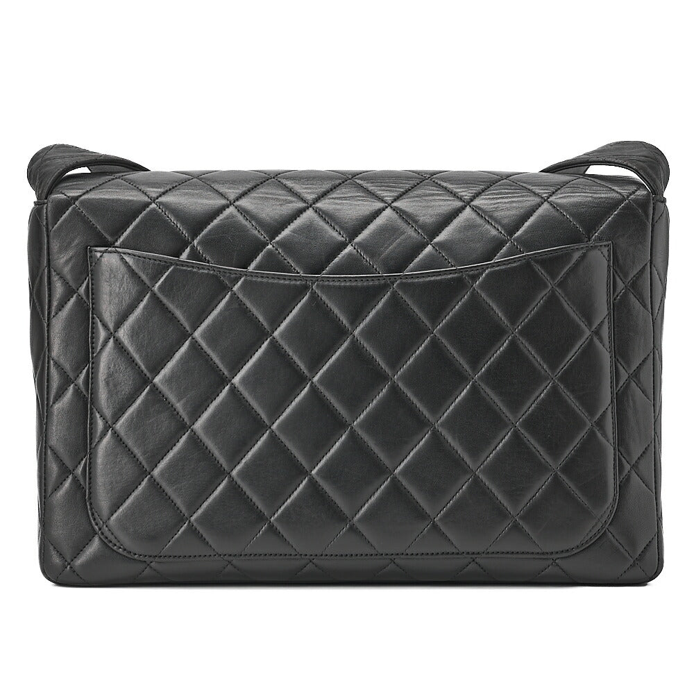 CHANEL Lambskin Matelasse Turnlock Single One Shoulder Black Gold-Tone Hardware, Pre-Owned