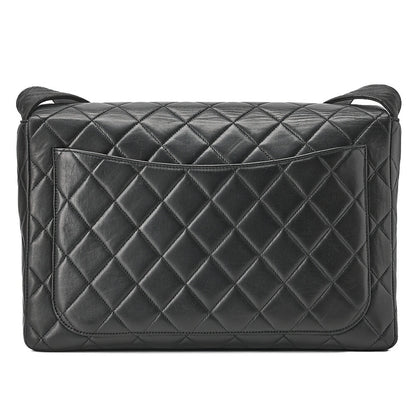 CHANEL Lambskin Matelasse Turnlock Single One Shoulder Black Gold-Tone Hardware, Pre-Owned